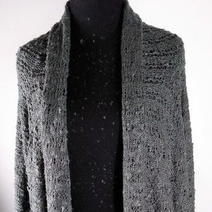 Listicle Green Fringe Mohair Blend Shawl Size: L